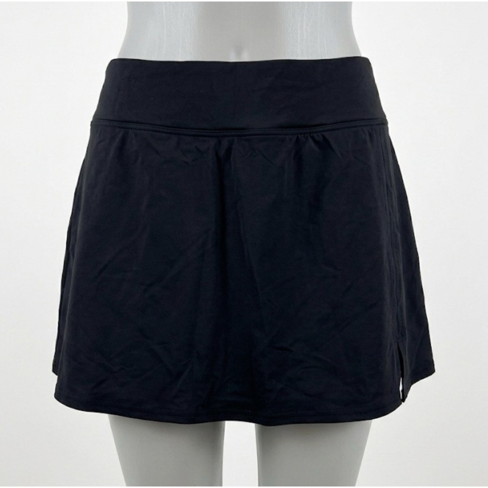 Lands' End Women's Black Swim Skort Size 12 Built-in Panty Athletic Minimalist